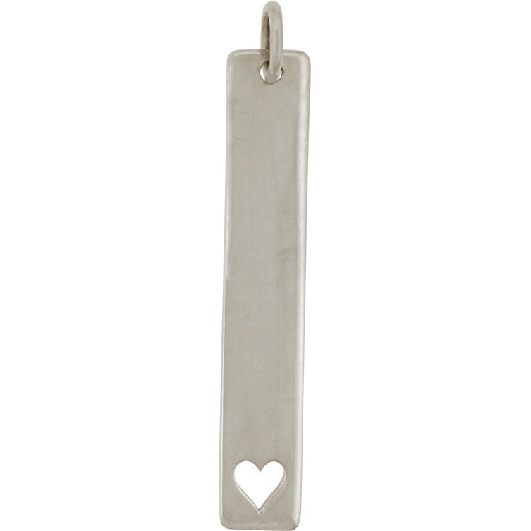 Sterling Silver Long Stamping Blank w Heart Cutout 32x5mm