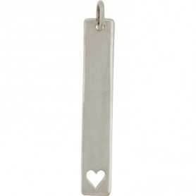 Sterling Silver Long Stamping Blank w Heart Cutout 32x5mm