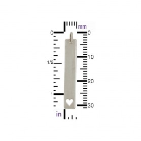 Sterling Silver Long Stamping Blank w Heart Cutout 32x5mm