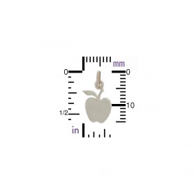 Sterling Silver Apple Charm - Flat 16x8mm
