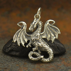Sterling Silver Fairy Tale Dragon Charm 24x20mm