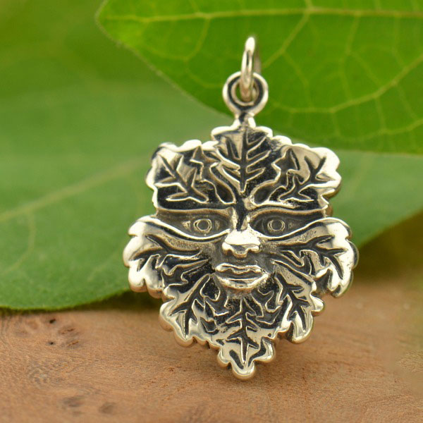 Sterling Silver Green Man Charm - Textured | Nina Designs