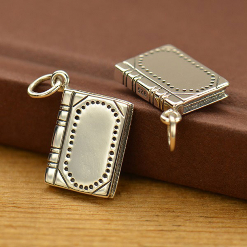  Sterling Silver Book Charm - Realistic 22x14mm