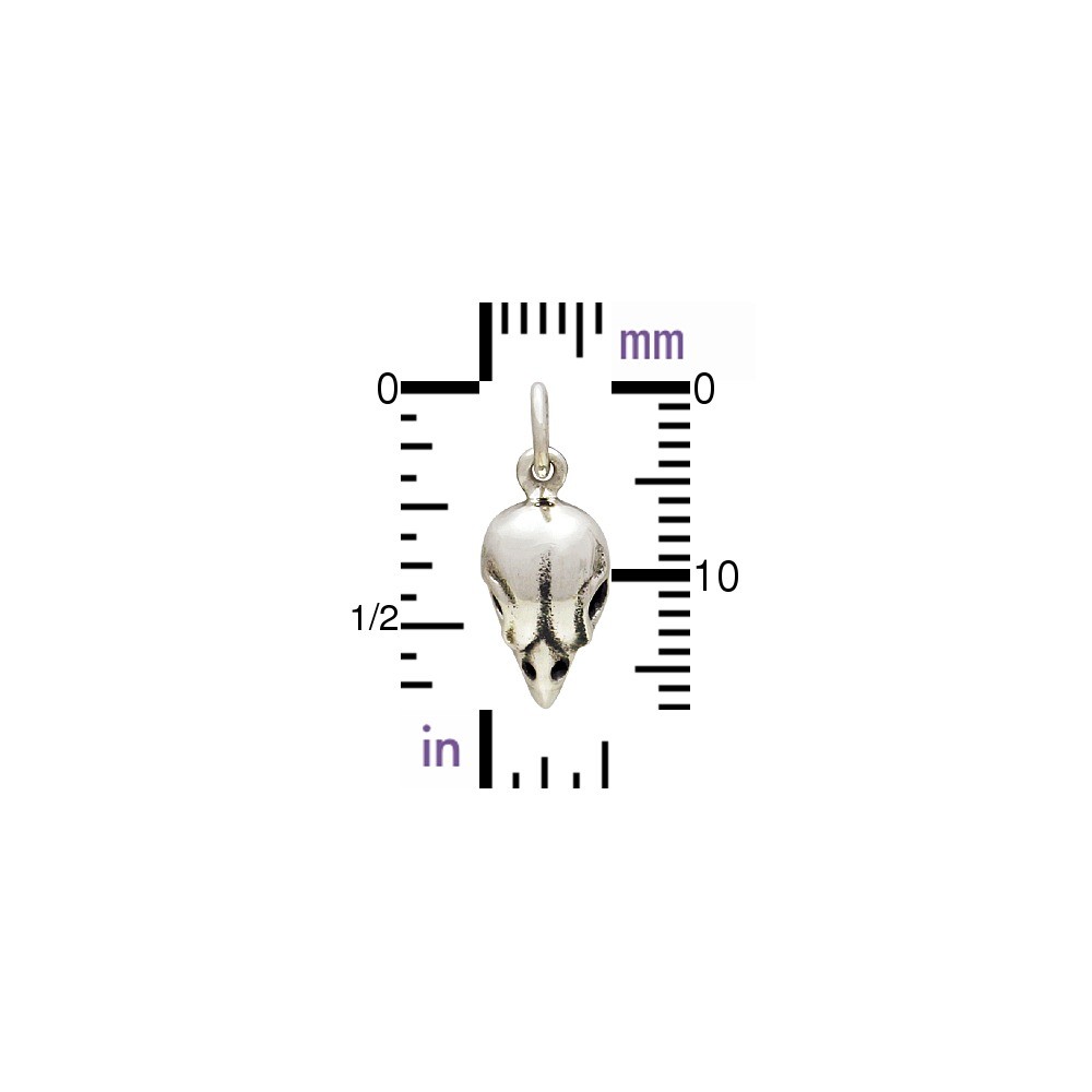 Sterling Silver Bird Skull Charm - Small 18x7mm
