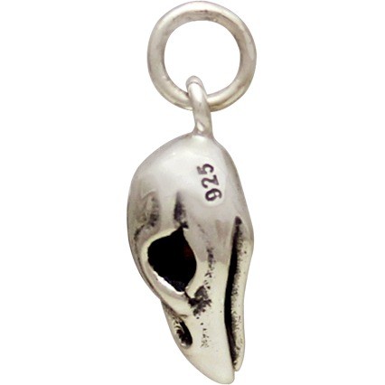 Sterling Silver Bird Skull Charm - Small 18x7mm