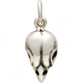 Sterling Silver Bird Skull Charm - Small 18x7mm