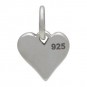 terling Silver Paw Print Charm on Heart - Pet Charm 11x7mm