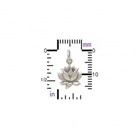 Sterling Silver Textured Blooming Lotus Charm 16x10mm