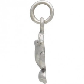 Sterling Silver Textured Blooming Lotus Charm 16x10mm