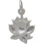 Sterling Silver Textured Blooming Lotus Charm 16x10mm