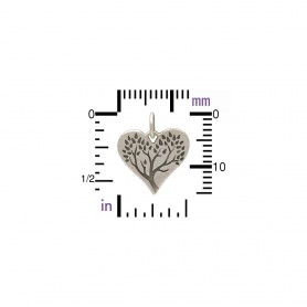 Sterling Silver Tree of Life Charm on Heart 16x13mm