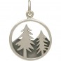 Sterling Silver Tree Pendant with Mountains Openwork 21x15mm