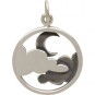 terling Silver Cloud Pendant with Moon - Openwork 21x15mm