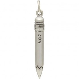 Sterling Silver No 2 Pencil Charm - Hobby Charms 30x3mm