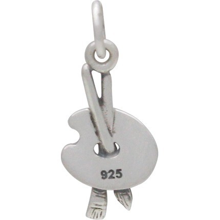 Sterling Silver Paint Brush and Palette Charm 19x8mm