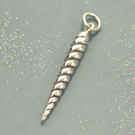Sterling Silver Large Unicorn Horn Charm 30x3mm