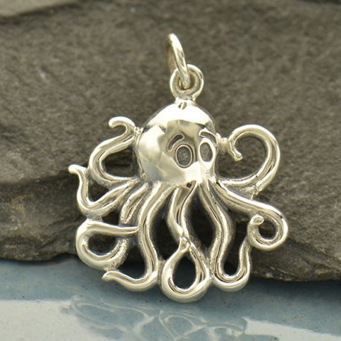 Medium Sterling Silver Octopus 21x16mm