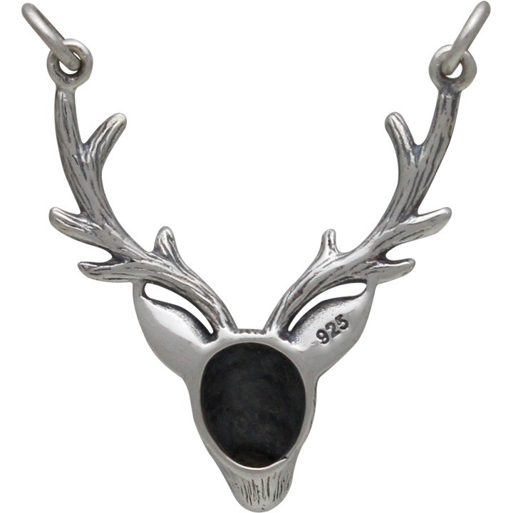 Jewelry Supplies - Stag Head Pendant Silver Links 33x24mm
