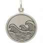 Sterling Silver Ocean Waves Pendant - Etched 20x15mm