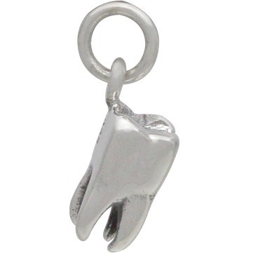 Sterling Silver Tooth Charm - Realistic 15x8mm