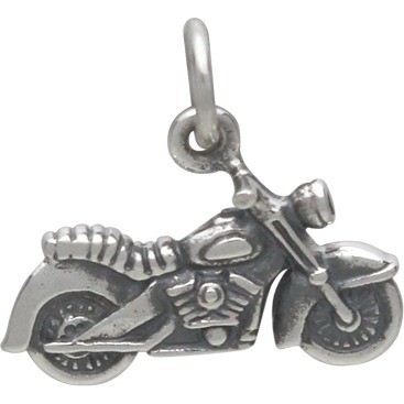 Sterling Silver Motorcycle Charm - Hobby Charms 13x15mm