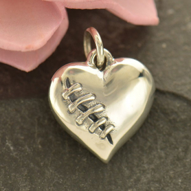 Sterling Silver Mended Heart Charm 16x12mm DISCONTINUED