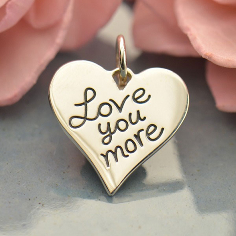Sterling Silver Word Charm - Love You More 15x13mm