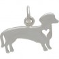 Sterling Silver Dog Charm - Dachshund with Heart 13x13mm