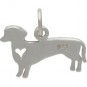 Sterling Silver Dog Charm - Dachshund with Heart 13x13mm