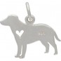 Sterling Silver Dog Charm - Labrador with Heart 15x17mm