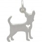 Sterling Silver Dog Charm - Chihuahua with Heart 18x11mm