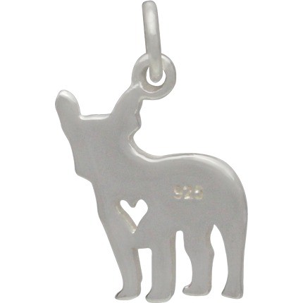  Sterling Silver Dog Charm -French Bulldog with Heart 18x10mm