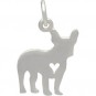  Sterling Silver Dog Charm -French Bulldog with Heart 18x10mm