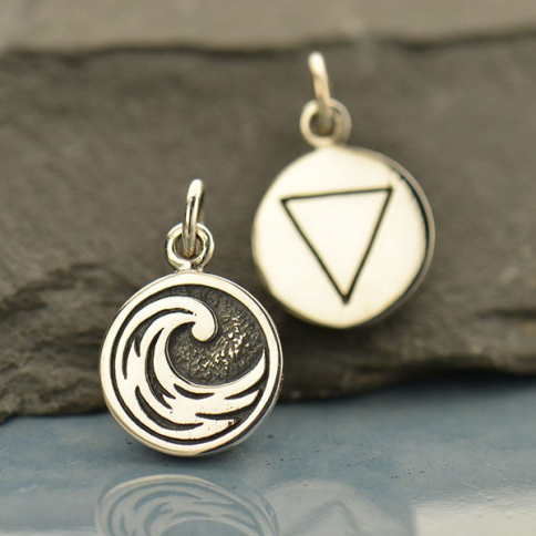 Sterling Silver Water Charm - Four Elements 16x10mm