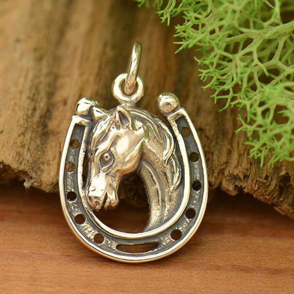 Lucky Fer à Cheval Horse Shoe .925 Solid Sterling Silver Charm pendentif made in USA 