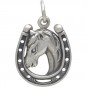 Sterling Silver Horse Charm in Horseshoe 19x12mm