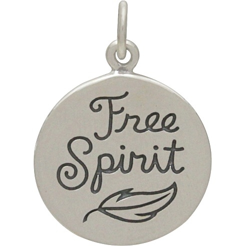 Silver Free Spirit Charm with Feather 20x14mm DISCONTINUED