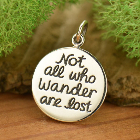 Silver Not All Who Wander Are Lost Quote Charm 20x14mm