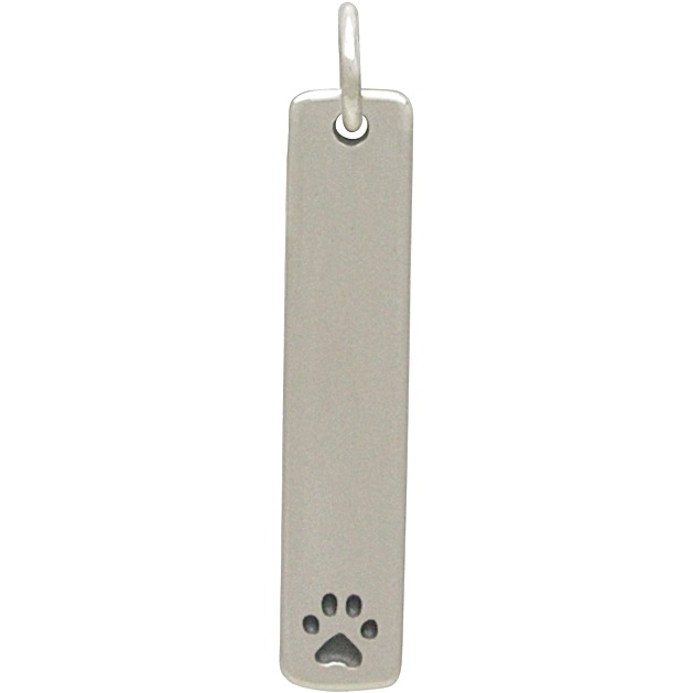 Sterling Silver Long Paw Print Stamping Blank 25x5mm