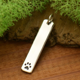 Sterling Silver Long Paw Print Stamping Blank 25x5mm