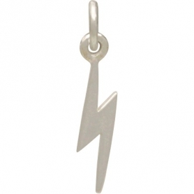 Sterling Silver Tiny Lightning Bolt Charm 19x3mm