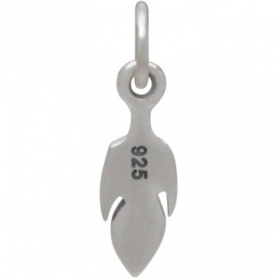 Sterling Silver Tiny Textured Feather Charm 16x4mm