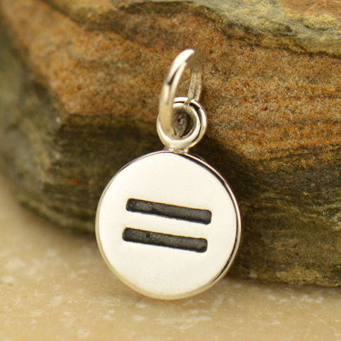 Sterling Silver Equality Sign Charm 14x8mm