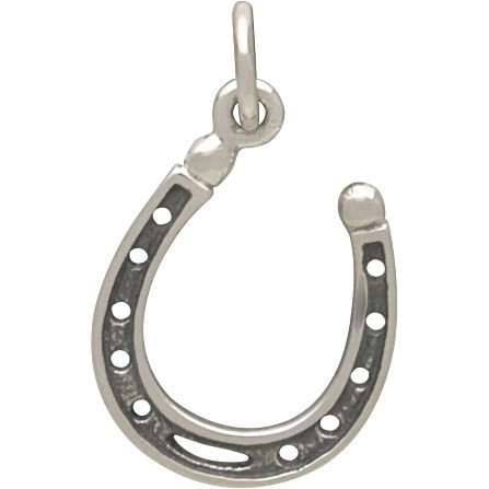  Sterling Silver Realistic Lucky Horseshoe Charm 19x12mm