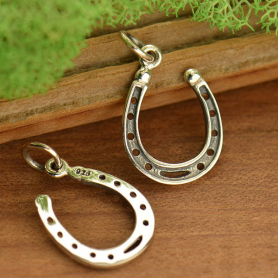 Sterling Silver Realistic Lucky Horseshoe Charm 19x12mm