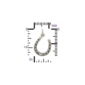  Sterling Silver Realistic Lucky Horseshoe Charm 19x12mm