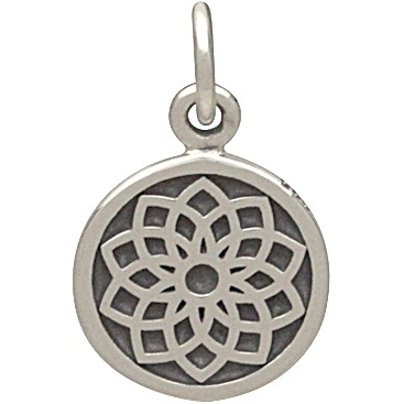  Sterling Silver Etched Crown Chakra Charm 16x10mm