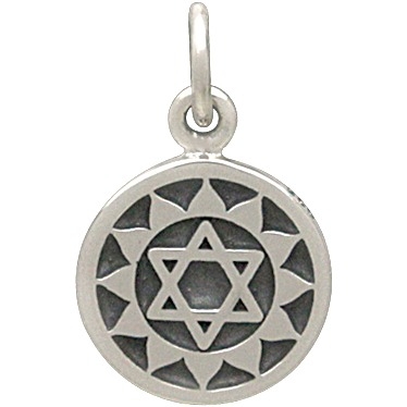 Sterling Silver Etched Heart Chakra Charm 16x10mm