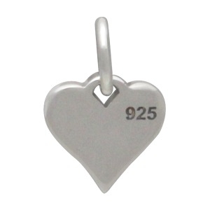 Sterling Silver Heart Charm with XO Hug and Kiss 11x7mm