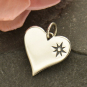 Sterling Silver Compass Symbol Heart Charm 17x13mm